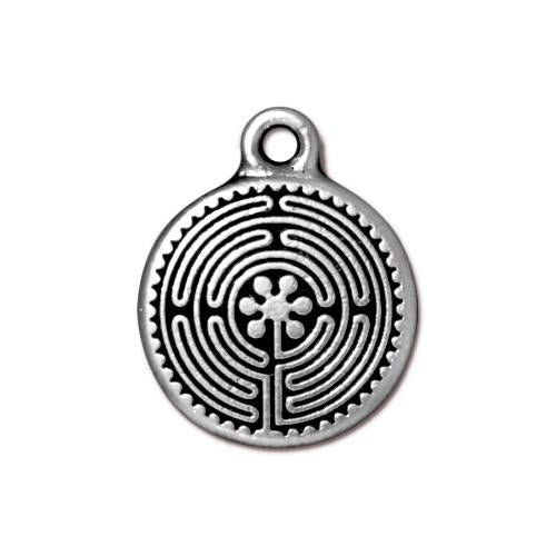 TierraCast 20mm Labyrinth Charm / pewter with antique silver finish