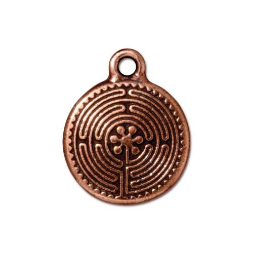 TierraCast 20mm Labyrinth Charm / pewter with antique copper finish