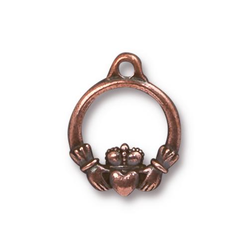 TierraCast 19mm Claddagh Charm / pewter with antique copper finish