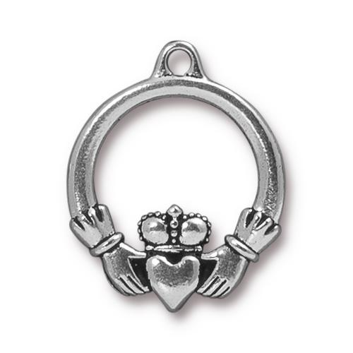 TierraCast 24mm Claddagh Charm / pewter with antique silver finish