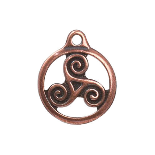 TierraCast 19mm Triskele Charm / pewter with antique copper finish