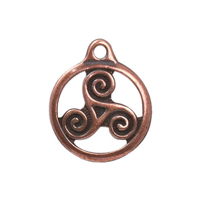 TierraCast 19mm Triskele Charm / pewter with antique copper finish