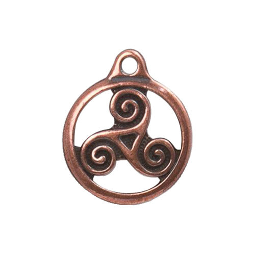 TierraCast 19mm Triskele Charm / pewter with antique copper finish / reverse view