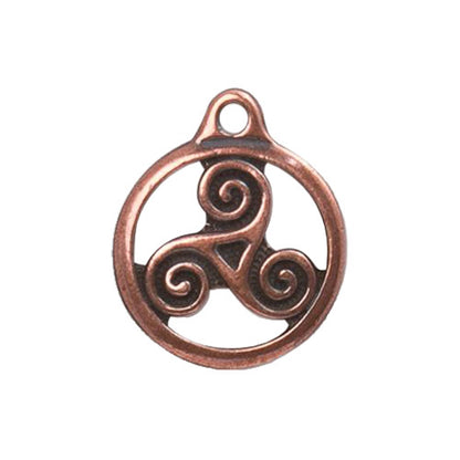 TierraCast 19mm Triskele Charm / pewter with antique copper finish / reverse view
