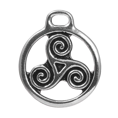 TierraCast 26mm Triskele Charm / pewter with antique silver finish