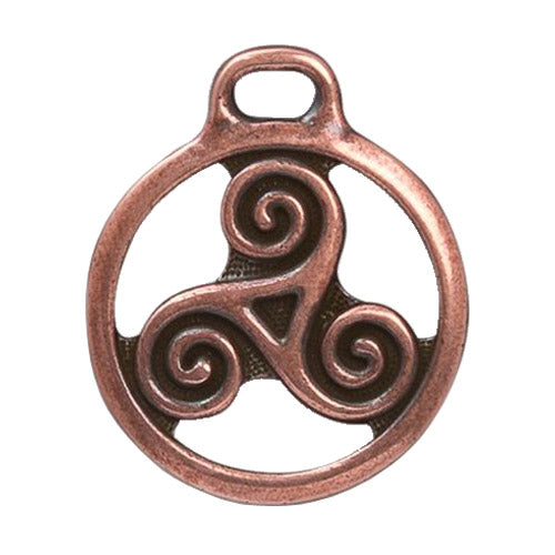 TierraCast 26mm Triskele Charm / pewter with antique copper finish / reverse view