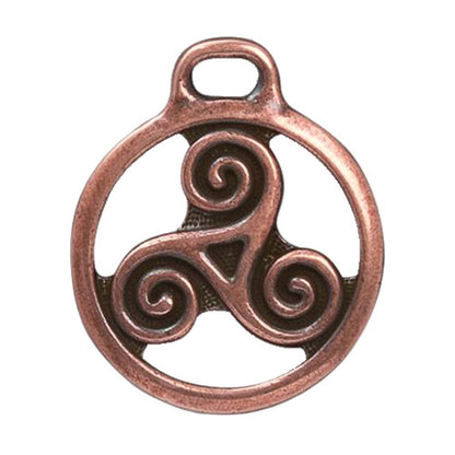 TierraCast 26mm Triskele Charm / pewter with antique copper finish / reverse view