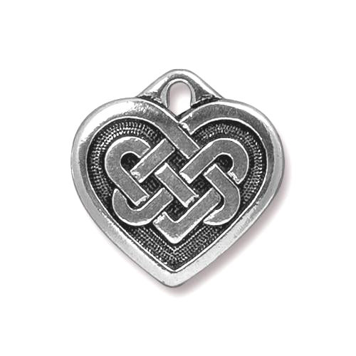 TierraCast 19mm Celtic Heart Charm / pewter with antique silver finish