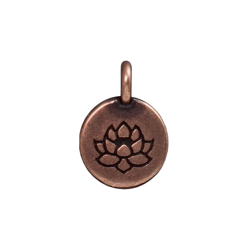 TierraCast Lotus Charm / pewter with antique copper finish