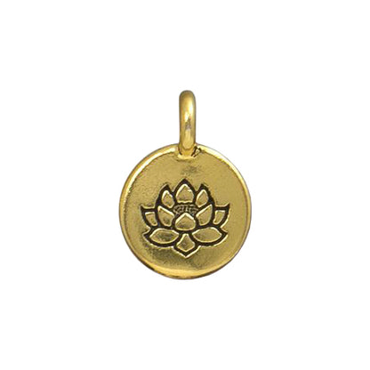 TierraCast Lotus Charm / pewter with antique gold finish