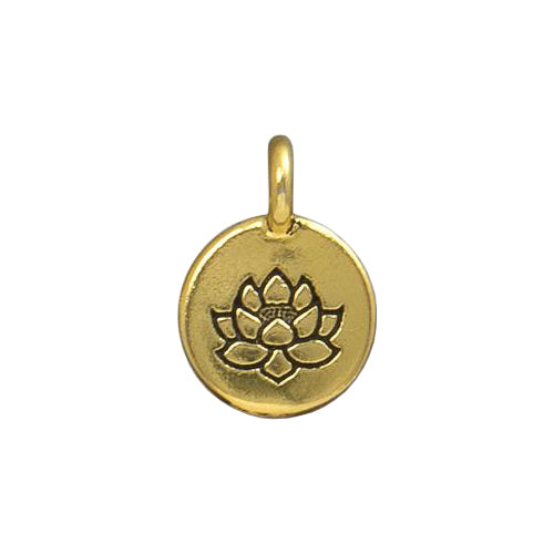 TierraCast Lotus Charm / pewter with antique gold finish