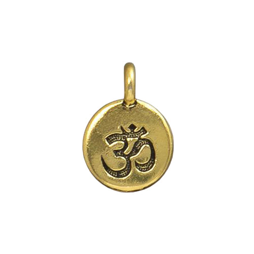 TierraCast Om Charm / pewter with antique gold finish