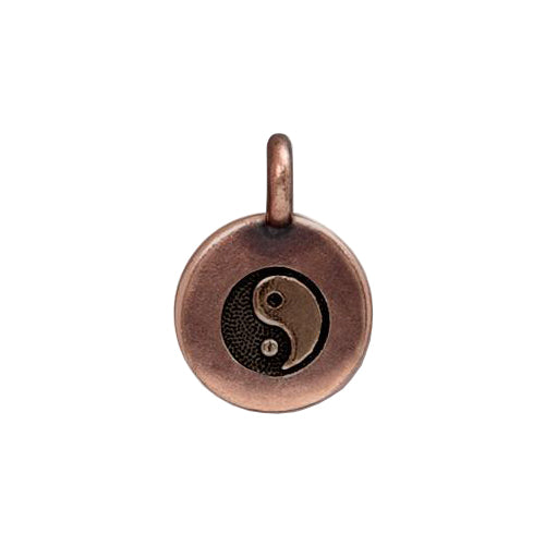 Yin Yang Charm Antique Copper - Front View