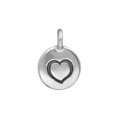 TierraCast Heart Charm / pewter with antique silver finish