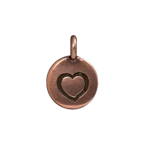 TierraCast Heart Charm / pewter with antique copper finish