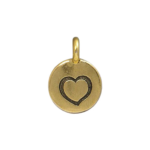 TierraCast Heart Charm / pewter with antique gold finish