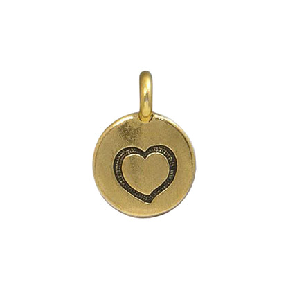 TierraCast Heart Charm / pewter with antique gold finish