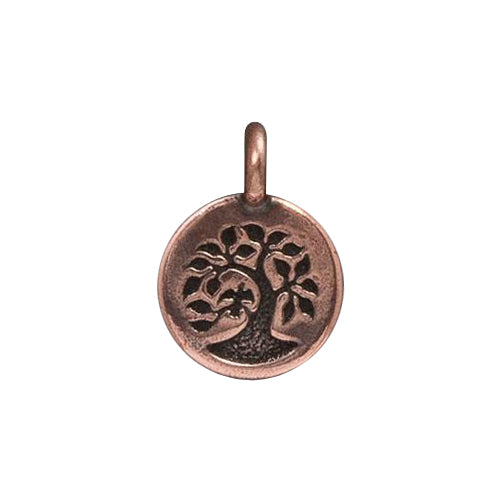 TierraCast Tree Charm / pewter with antique copper finish