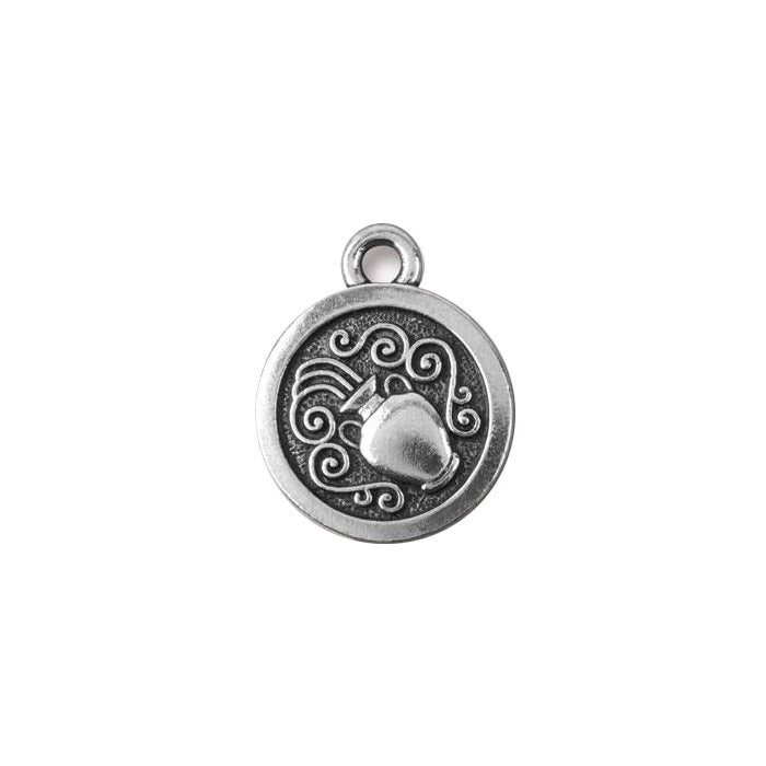 TierraCast Aquarius Zodiac Charm / pewter with antique silver finish / reverse view