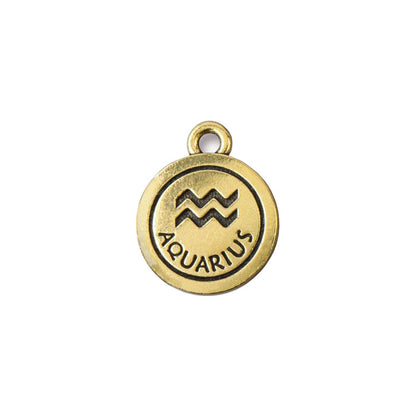 TierraCast Aquarius Zodiac Charm / pewter with antique gold finish