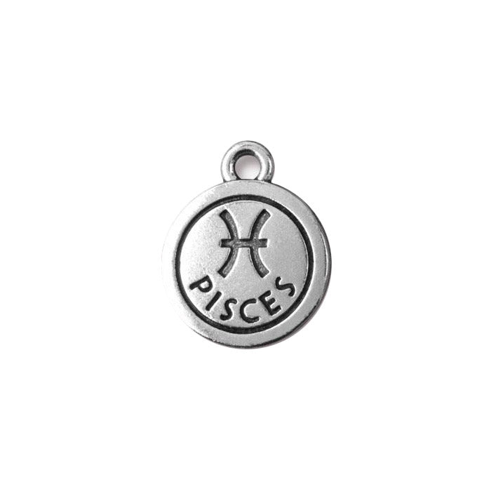 TierraCast Pisces Zodiac Charm / pewter with antique silver finish