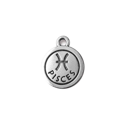 TierraCast Pisces Zodiac Charm / pewter with antique silver finish