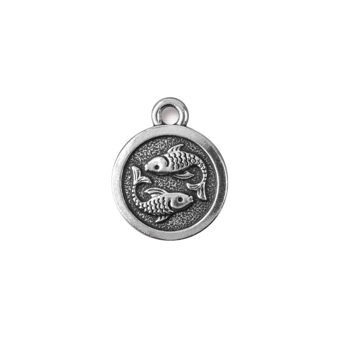 TierraCast Pisces Zodiac Charm / pewter with antique silver finish / reverse view