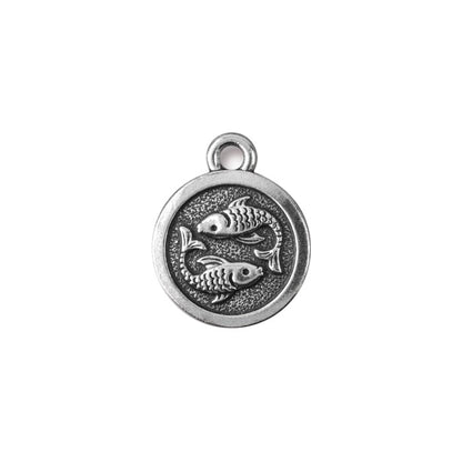 TierraCast Pisces Zodiac Charm / pewter with antique silver finish / reverse view