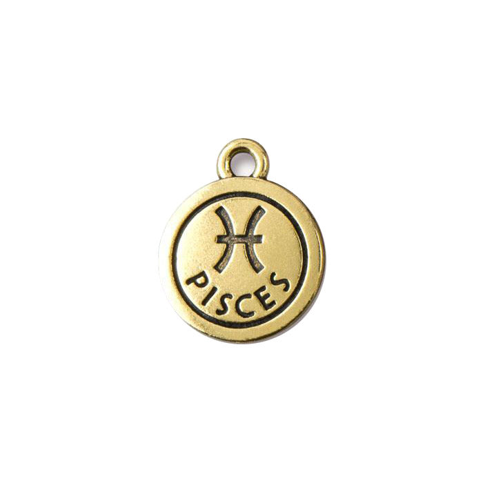 TierraCast Pisces Zodiac Charm / pewter with antique gold finish