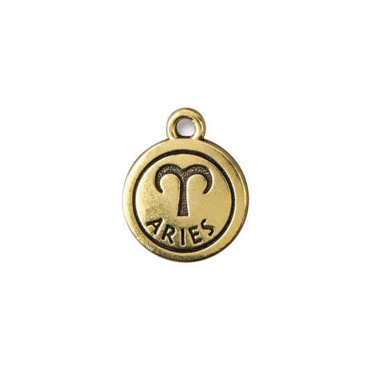 TierraCast Aries Zodiac Charm / pewter with antique gold finish