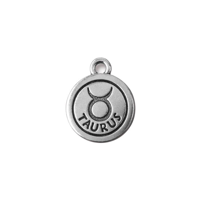 TierraCast Taurus Zodiac Charm / pewter with antique silver finish