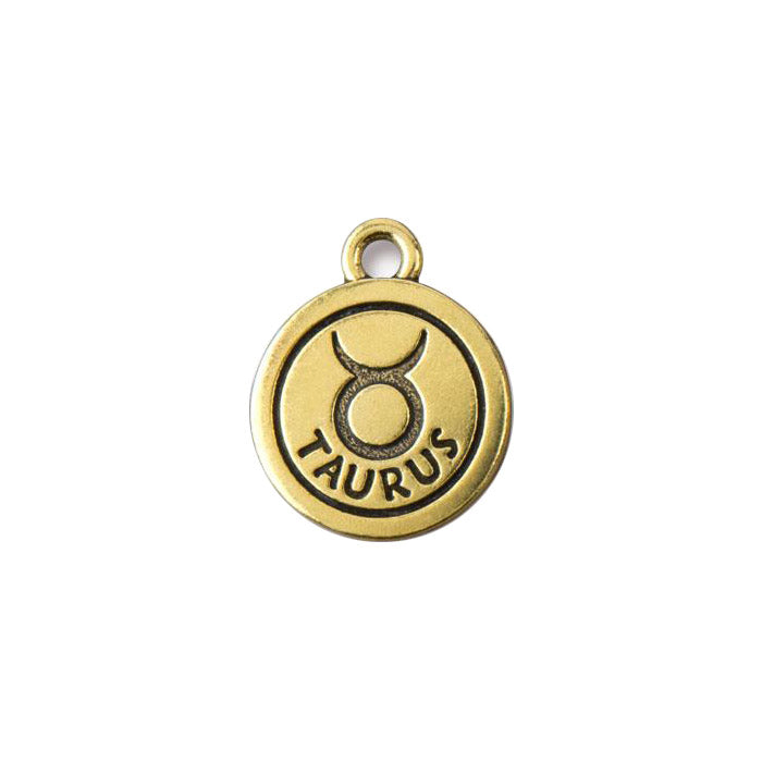 TierraCast Taurus Zodiac Charm / pewter with antique gold finish