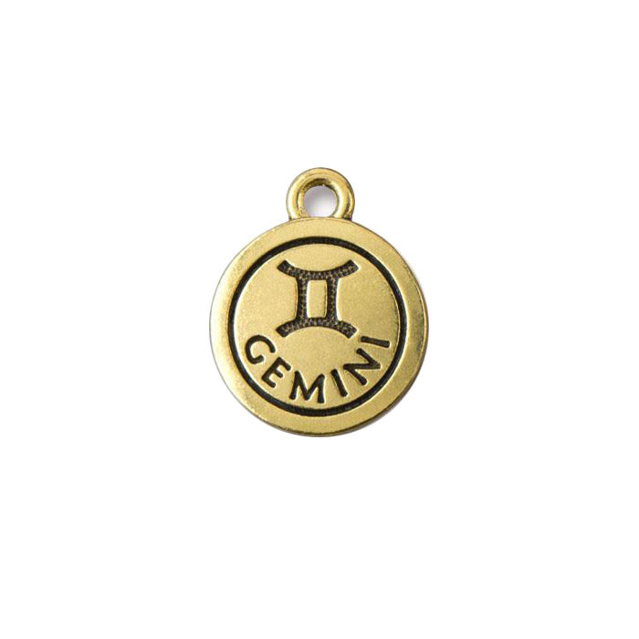 TierraCast Gemini Zodiac Charm / pewter with antique gold finish