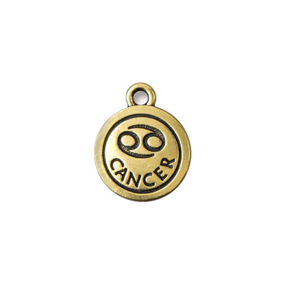 TierraCast Cancer Zodiac Charm / pewter with antique gold finish