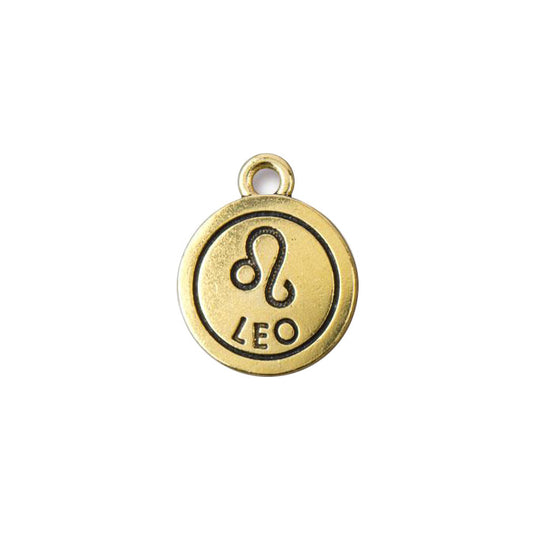 TierraCast Leo Zodiac Charm / pewter with antique gold finish