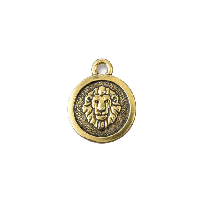 TierraCast Leo Zodiac Charm / pewter with antique gold finish / reverse view