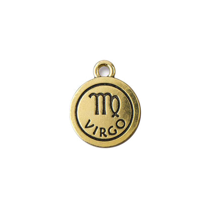 TierraCast Virgo Zodiac Charm / pewter with antique gold finish