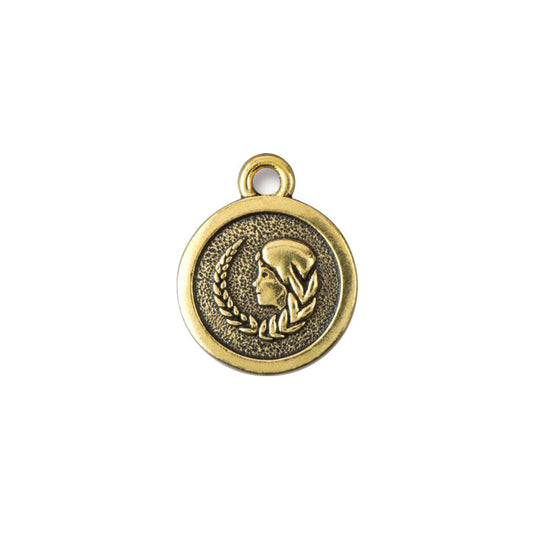 TierraCast Virgo Zodiac Charm / pewter with antique gold finish / reverse view