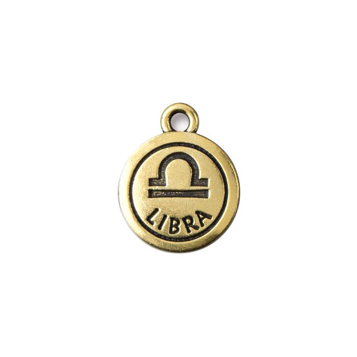 TierraCast Libra Zodiac Charm / pewter with antique gold finish