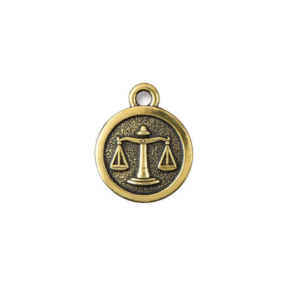 TierraCast Libra Zodiac Charm / pewter with antique gold finish / reverse view