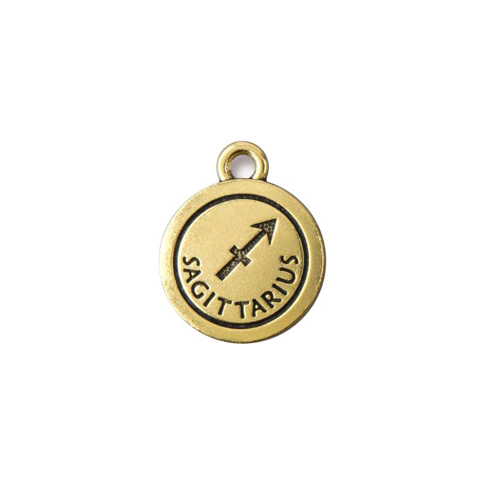 TierraCast Sagittarius Zodiac Charm / pewter with antique gold finish