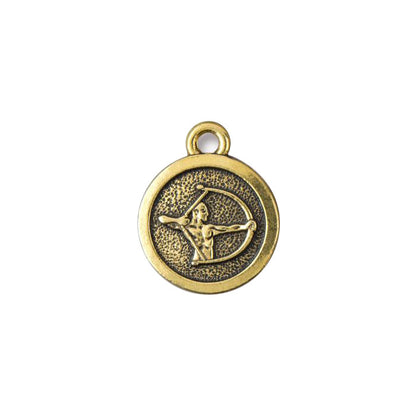 TierraCast Sagittarius Zodiac Charm / pewter with antique gold finish / reverse view