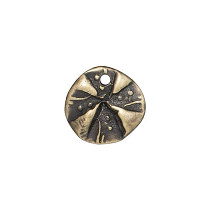 TierraCast 12mm Jardin Charm / pewter with a brass oxide finish  / reverse view
