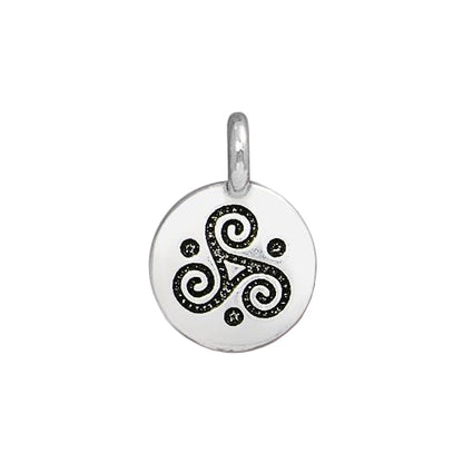 Triple Spiral Charm Antique Silver - Front View