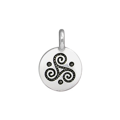 Triple Spiral Charm Antique Silver - Front View