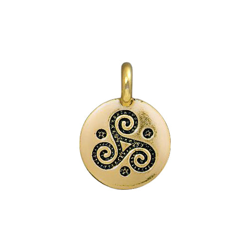 Triple Spiral Charm Antique Gold - Front View