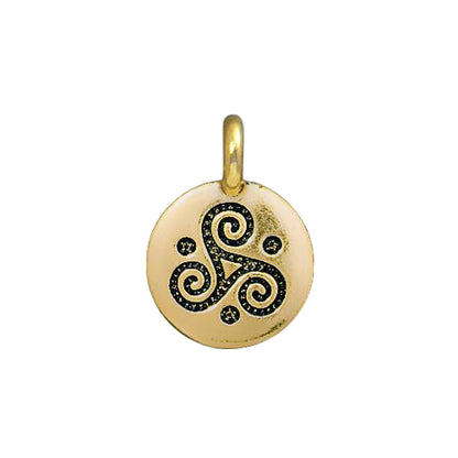 Triple Spiral Charm Antique Gold - Front View