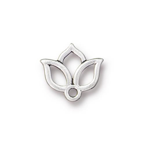 TierraCast Open Lotus Charm / pewter with antique silver finish