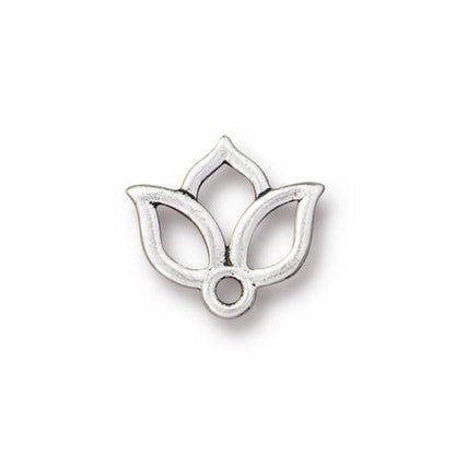 TierraCast Open Lotus Charm / pewter with antique silver finish