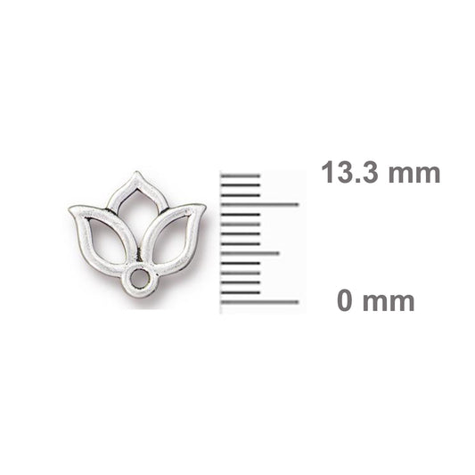 TierraCast Open Lotus Charm / pewter with antique silver finish / with ruler
